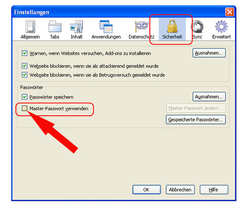 Master-Passwort verwenden