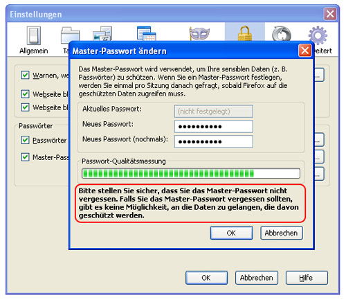 Dialogfenster "Master-Passwort Ã¤ndern"